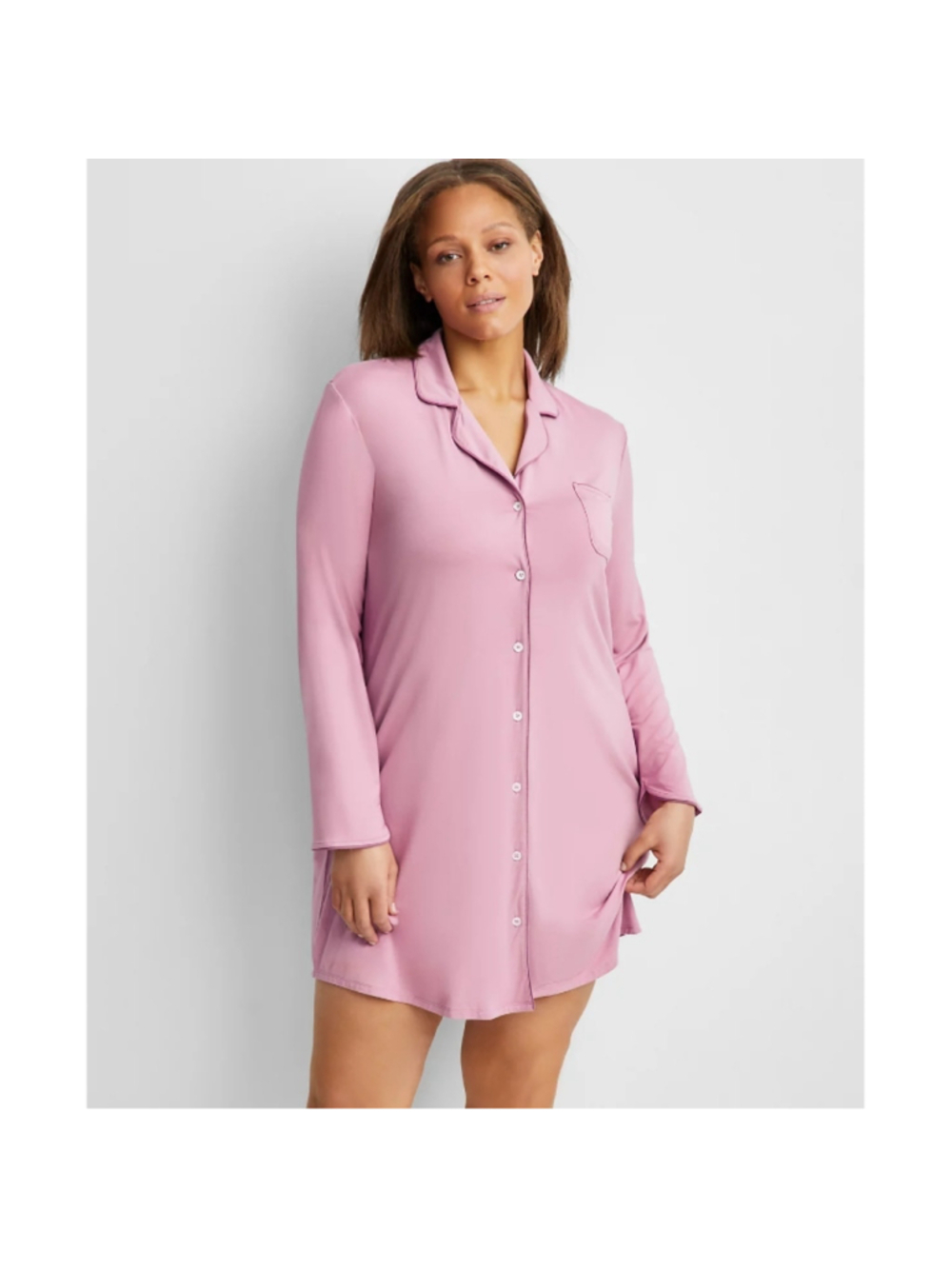 State of Day Small Purple Button-Down Super Soft Long-Sleeved Sleepshirt NWT
